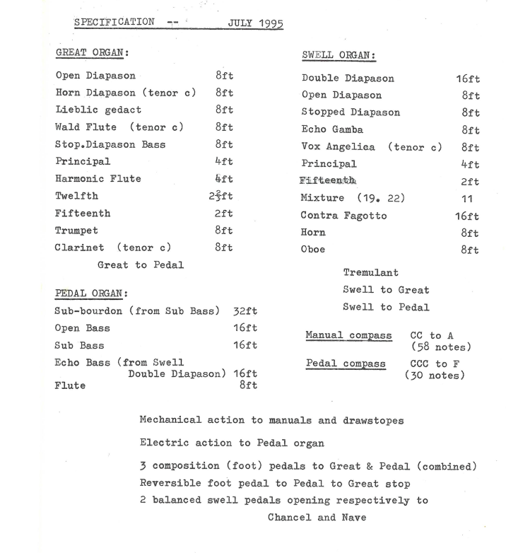 Organ Specification 1995