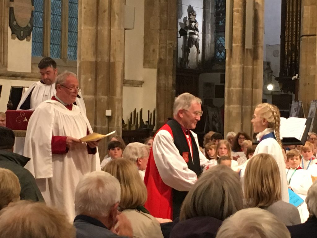 Emma receiving Archbishop's Award